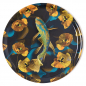 Preview: Gangzai round Tray, Koikoi Esmeralda paint Lacquer blue-yellow, front